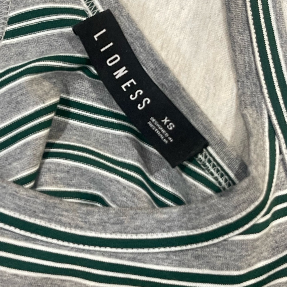 Lioness Striped Tank Top in Gray and Green - Picture 3 of 3